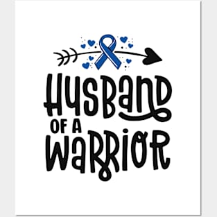 Husband Of A Warrior Blue Family Colon Cancer Awareness Posters and Art